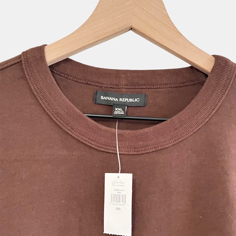 Banana Republic Men Heavyweight Cotton XXL Crewneck Shirt Brown Relaxed Fit NWT